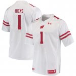 Men's Wisconsin Badgers NCAA #1 Faion Hicks White Authentic Under Armour Stitched College Football Jersey VP31H74AJ